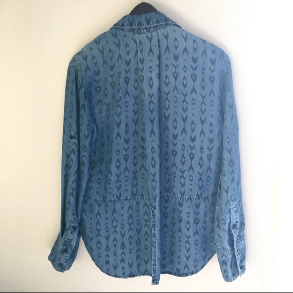 Anthro Cloth & Stone Chambray Ikat Print Shirt - Picture 3 of 6